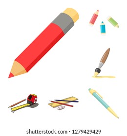 Vector illustration of pencil and sharpen symbol. Set of pencil and color stock symbol for web.