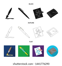Vector illustration of pencil and sharpen symbol. Collection of pencil and color stock symbol for web.