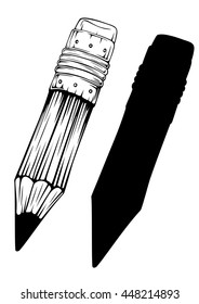 Vector illustration pencil and silhouette