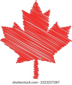 Vector illustration of pencil sketch of maple leaf symbol of Canada.
