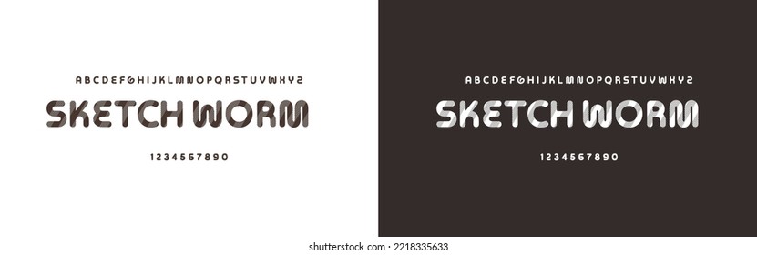 Vector Illustration of Pencil Sketched Characters. Hand drawn font for art and illustration.