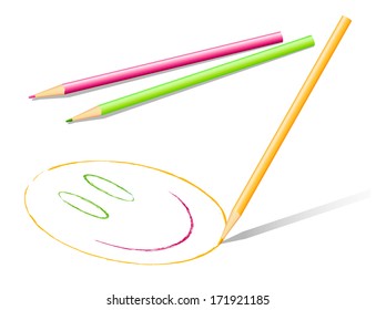 vector illustration of a pencil tracing a smiling face