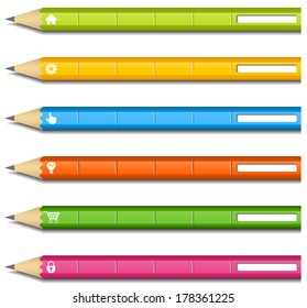 Vector illustration of pencil web buttons.