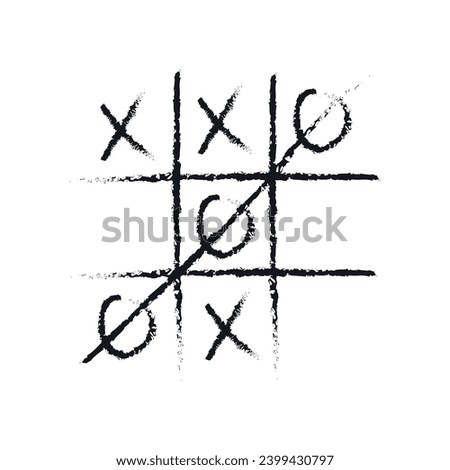 Vector illustration of pencil-drawn tic-tac-toe game.