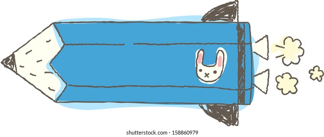 Vector illustration of pencil-rocket