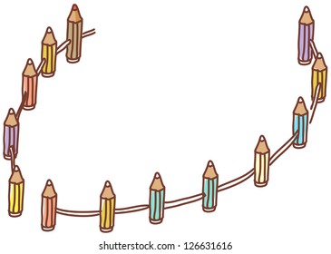 Eine Vektorgrafik angehängter Bleistifte