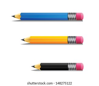 Vector illustration of pencils in various size and colors