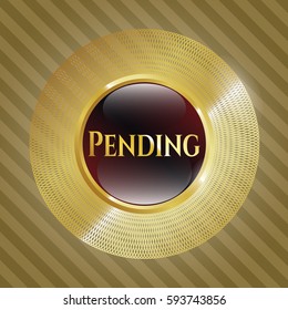 Vector Illustration of Pending shiny emblem in Maroon  color
