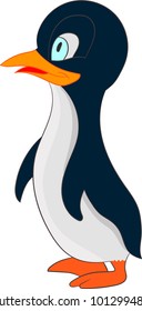 Vector illustration of a penguin blue with a shadow 