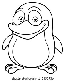 Vector illustration of Penguin cartoon - Coloring book