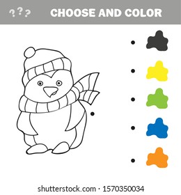 Vector illustration of Penguin cartoon - Coloring book for kids