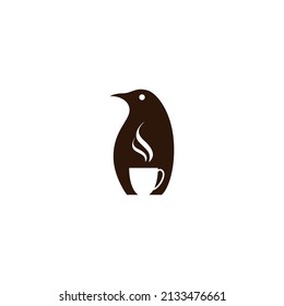 Vector illustration of a penguin and a coffee cup for an icon, symbol or logo. suitable for cafe or coffee shop logo