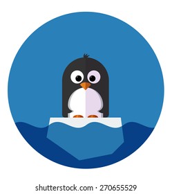 Vector Illustration of Penguin Flat Icon on a ice floe