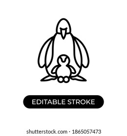 Vector illustration penguin icon or logo black color with line design style