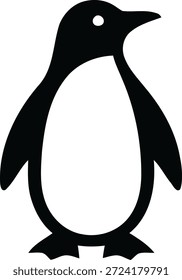 Vektorgrafik eines Pinguin-Symbols. Einfache schwarze arktische Vogel Silhouette geeignet für Winter-Designs, Logos und Tiergrafiken.