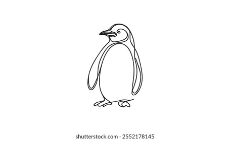 Ilustración vectorial de pingüino aislado sobre fondo blanco. Para niños libro para colorear.