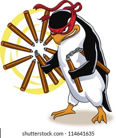 Vector illustration of penguin ninja