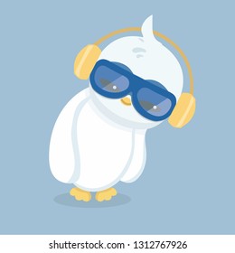Vector illustration of a penguin on pastel background.