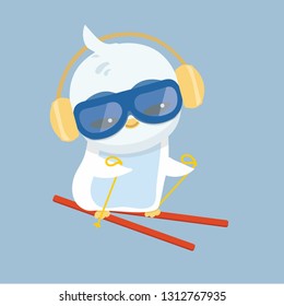 Vector illustration of a penguin on pastel background.