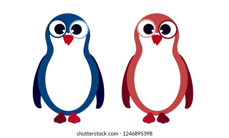 Vector illustration of penguin on white background.