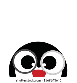 Vector illustration of penguin on white background. Symbol of animal, pet, eyes, curious, Antarctica.