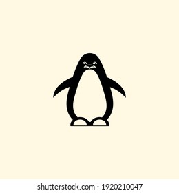 Vector illustration of a penguin on a white background. Stylized logo. Flat design.