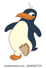 Vector illustration penguin smiling while walking