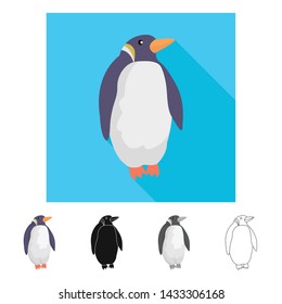 Vector illustration of penguin and white symbol. Collection of penguin and wild stock vector illustration.