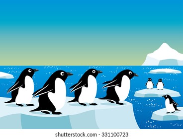  Vector illustration. Penguins.