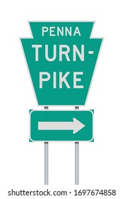 Vector illustration of the Penna Turnpike road sign on metallic posts