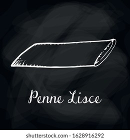 Vector Illustration with Penne Lisce Pasta Chalkboard Sketch Style