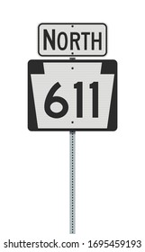 Vector illustration of the Pennsylvania State Highway road sign on metallic post