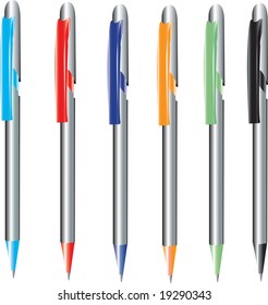 Vector illustration for pens in different colour