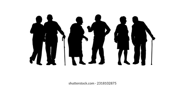 Vector illustration. Pensioners. Husband and wife aged. Set of people.