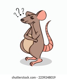 Vector illustration of pensive rat. Image isolated on white background. Design element for design of posters sites covers banners poster menu brochures.