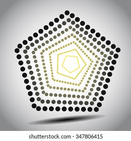 Vector illustration with pentagonal halftone dots.
