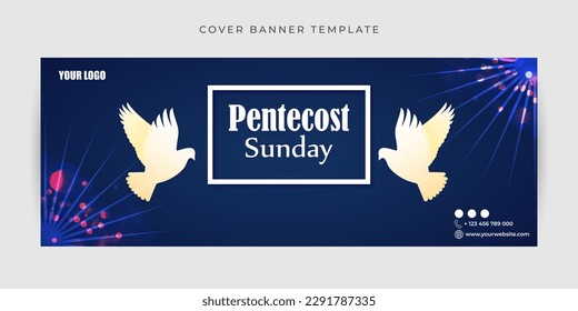 Vector illustration of Pentecost Fb cover banner mockup Template