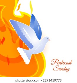 Vector illustration of Pentecost social media story feed design mockup template poster banner greeting flyer 
