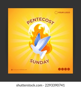 Vector illustration of Pentecost social media story feed design mockup template poster banner greeting flyer 