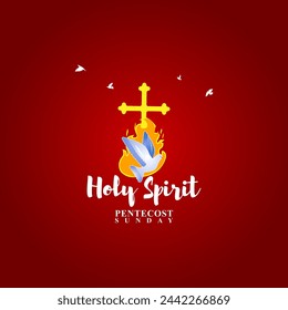 Vector illustration of Pentecost social media feed template