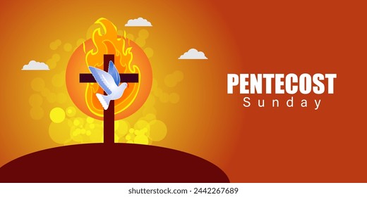 Vector illustration of Pentecost social media feed template