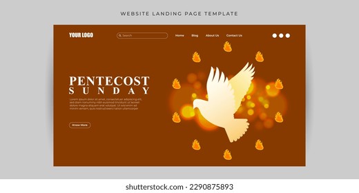 Vector illustration of Pentecost Website landing page banner mockup Template