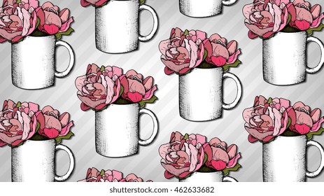 Vector illustration of peony flowers