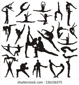 Vector illustration of people in acrobatic dance