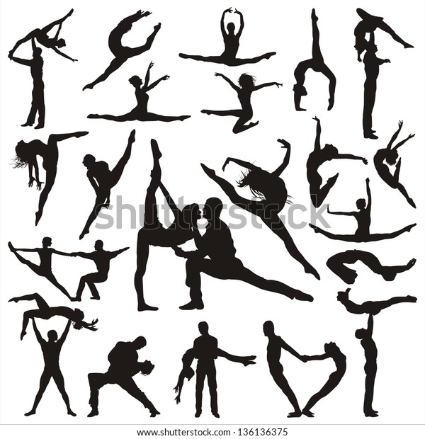 Vector Illustration People Acrobatic  Dance Stock Vector 