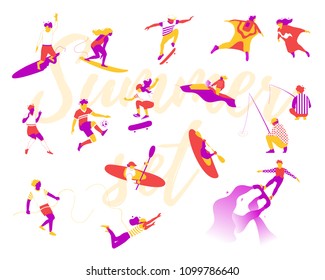 Vector illustration of people activities in summer.