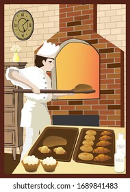 vector illustration of  people baking bread