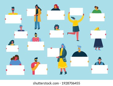 Vector illustration of people with banner for use in advertising, presentations, brochures, blogs, documents and forms in the flat style