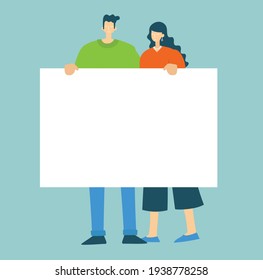 Ilustración vectorial de personas con banner para uso en publicidad, presentaciones, folletos, blogs, documentos y formularios en estilo plano