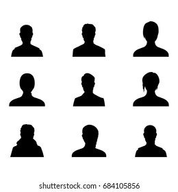 Vector illustration people black silhouette icon set,collection.